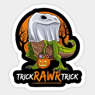 Trick Rawr Trick Halloween Dinosaur Ghost T Rex Sticker